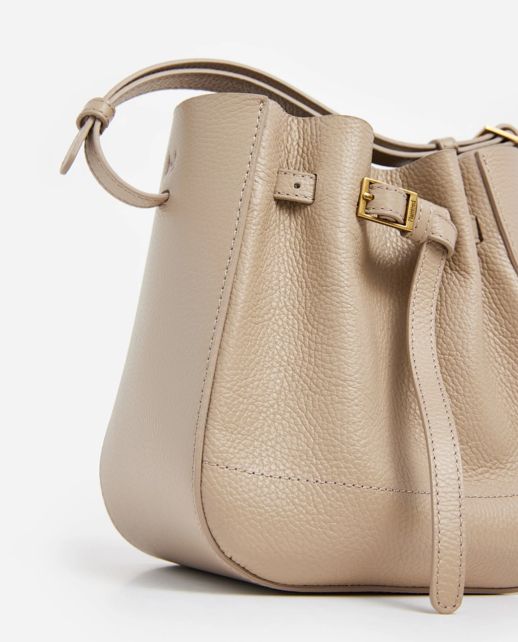 Bo Mini Bucket Leather Taupe - Image 2